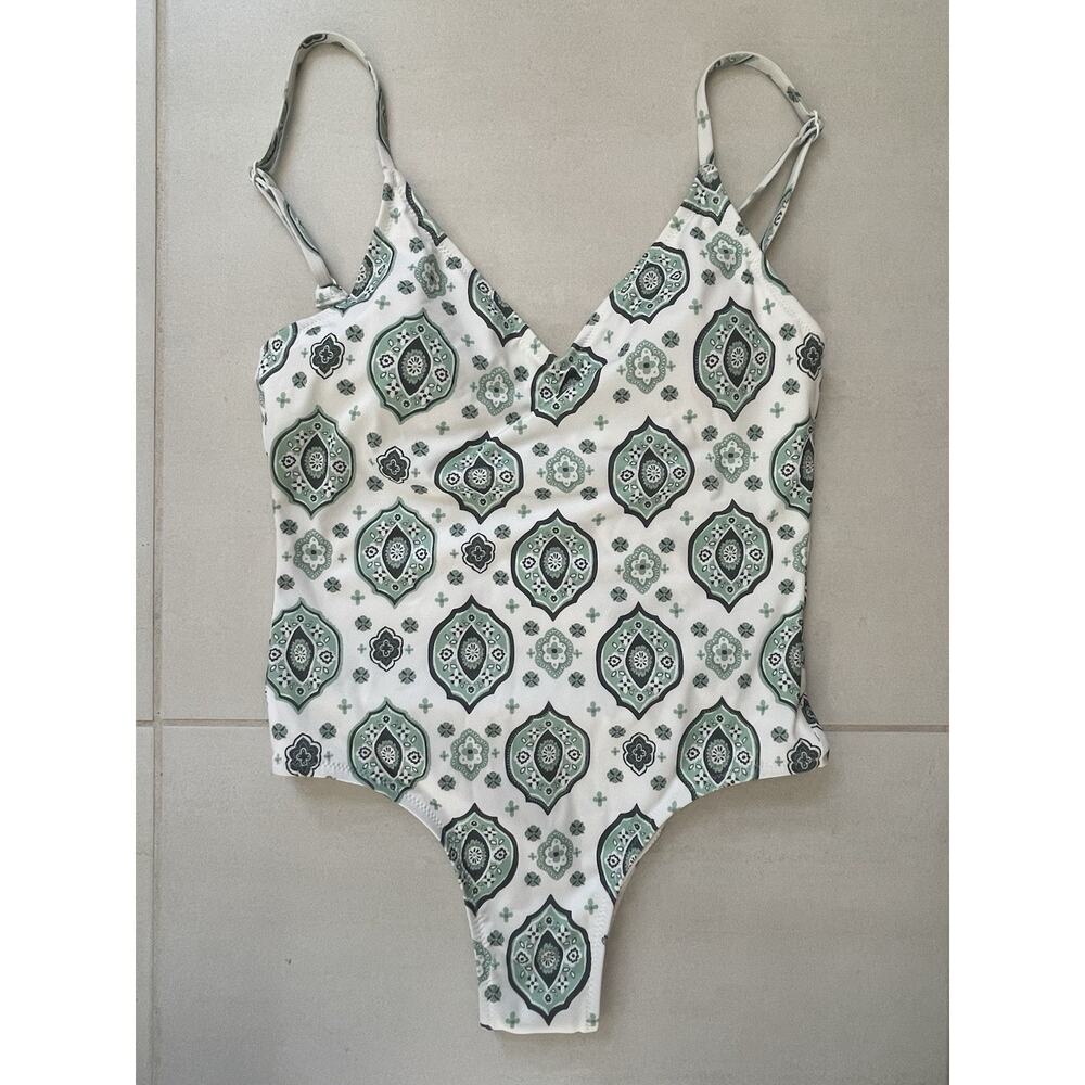 Quiksilver Swim One Piece Swimsuit Geometric Print Swimwear